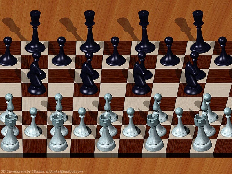 Cross your eyes slightly and then refocus to see this in 3D