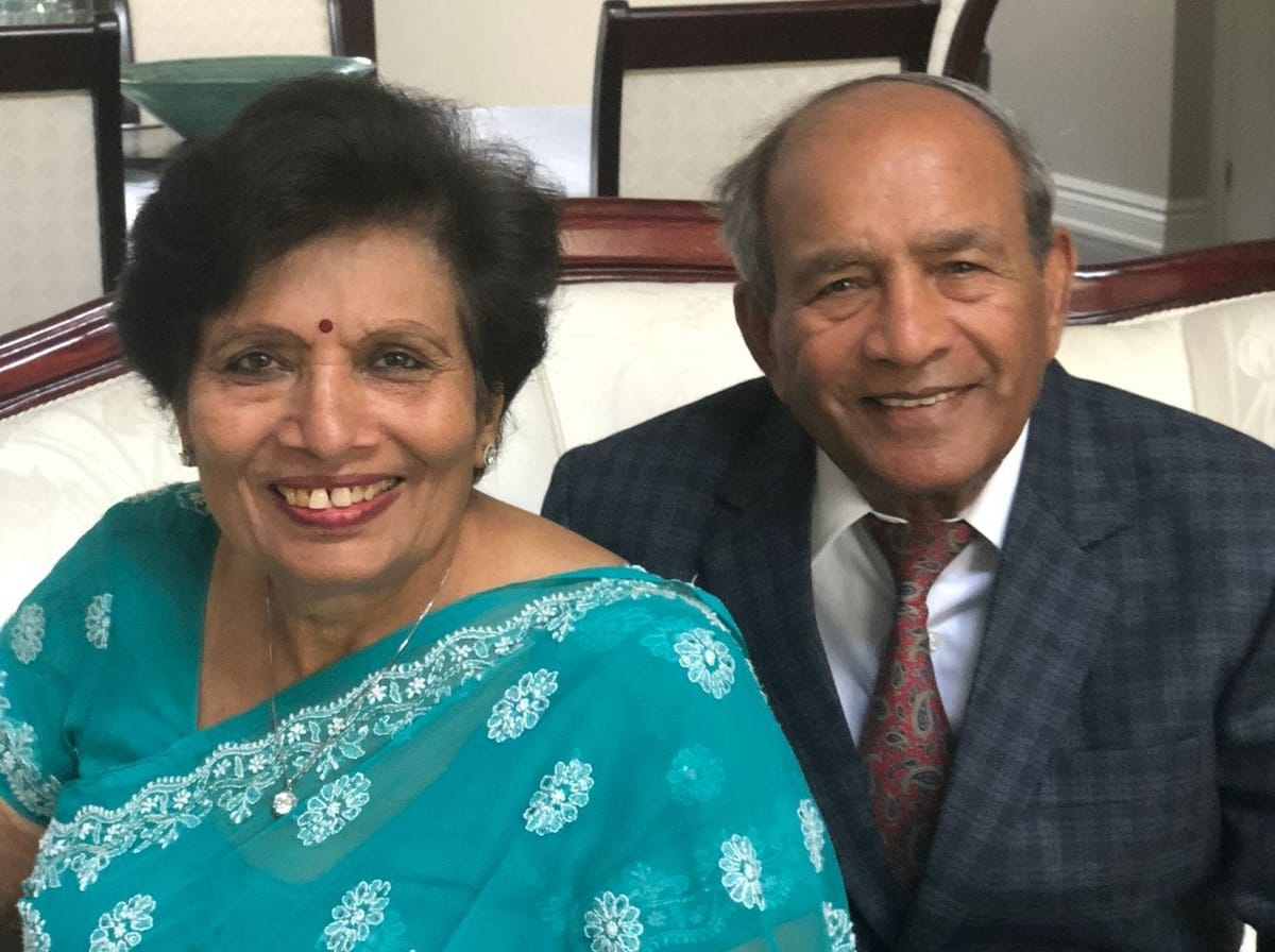 Nirmal Singhal and her husband, Ram Singhal (my parents)
