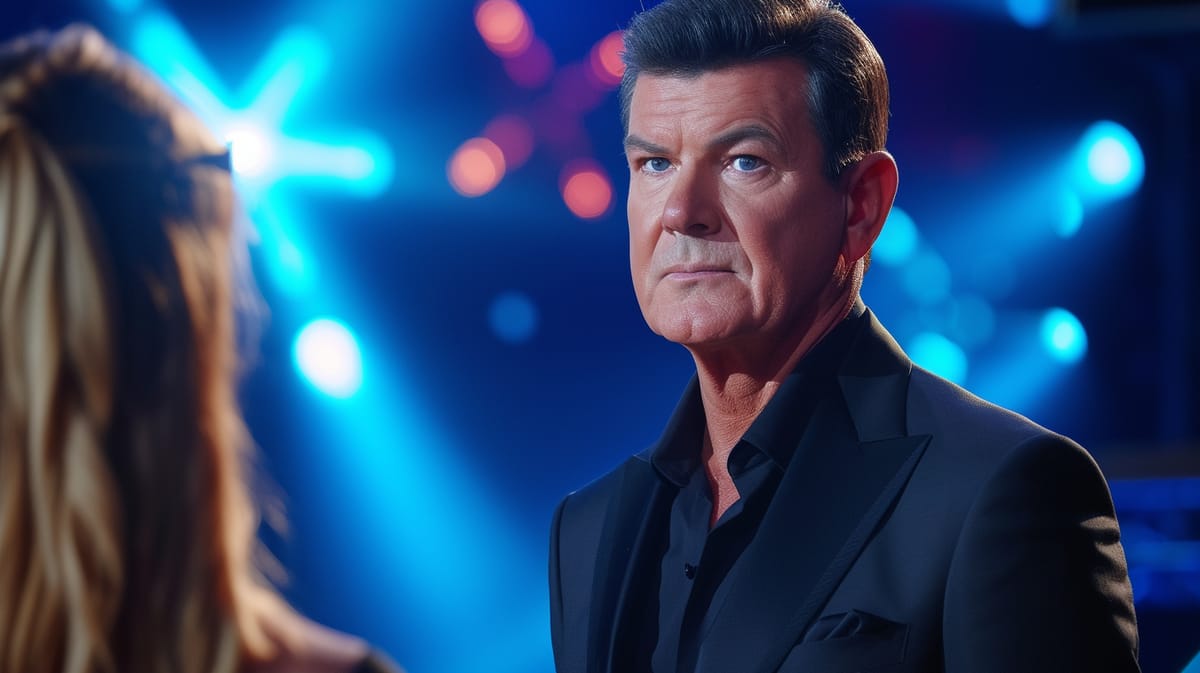 Someone who looks like Simon Cowell looks like he’s about to tell someone to Go to Hell